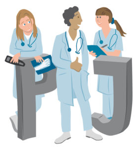 Illustration für eine Broschüre zum Thema Praktisches Jahr für Medizinstudierende