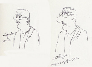 Seriöse Figur und Witzfigur