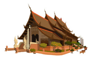 Dieser asiatische Tempel wurde in Illustrator CS3 erstellt